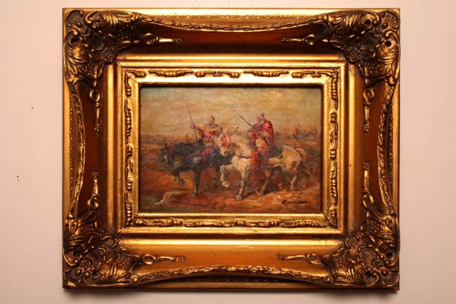Oil Painting Arab Bedouin Horsemen Giltwood Frame | Ref. no. P0078 | Regent Antiques