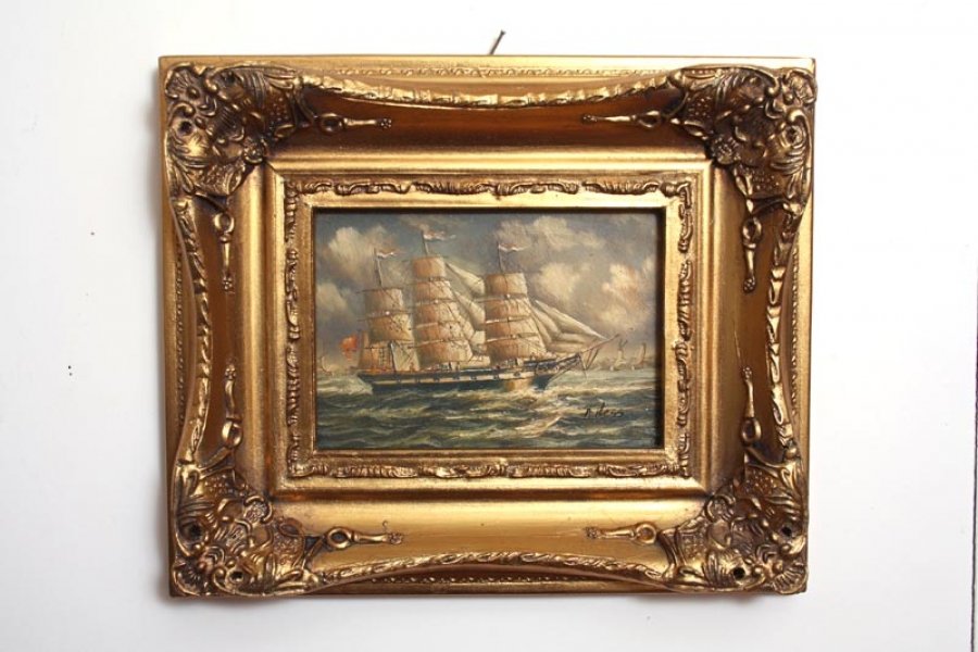 Elegant Oil Painting Sailing Ship Giltwood Frame | Ref. no. P0103 | Regent Antiques