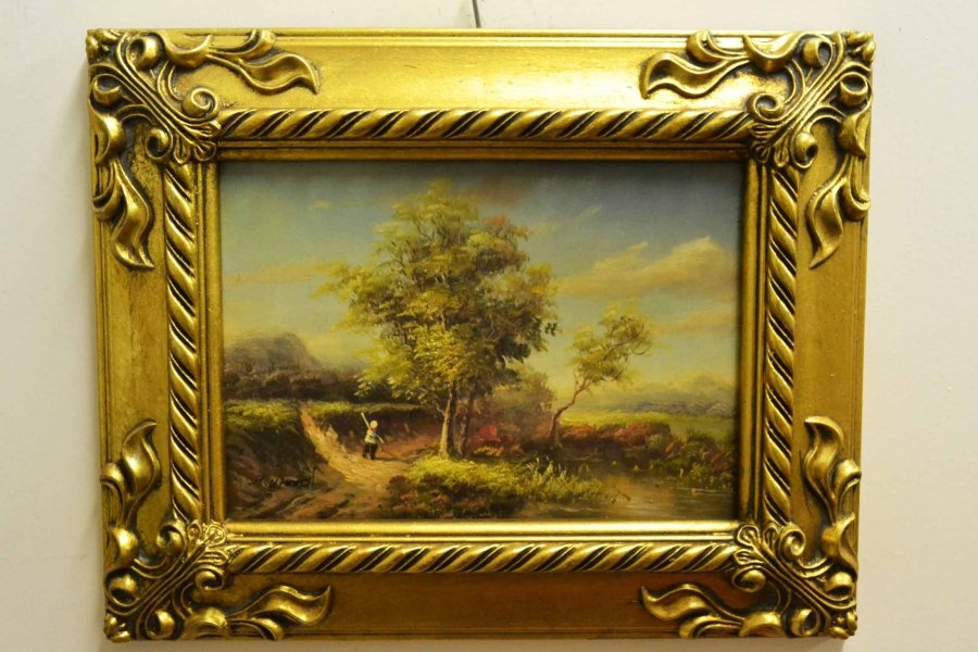 Oil Painting Countryside Walk Giltwood Frame | Ref. no. P0315 | Regent Antiques
