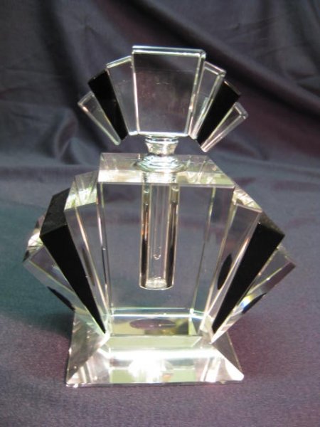Art Deco Style Clear and Black Crystal Perfume Bottle | Ref. no. S0010 | Regent Antiques