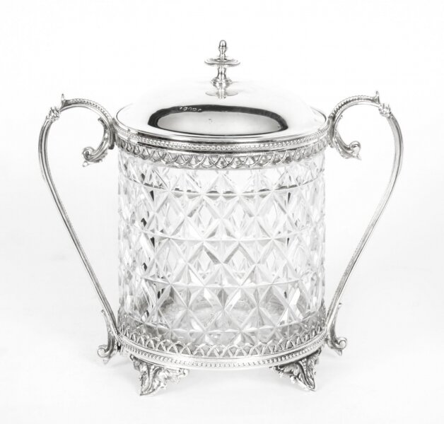 Antique  Silver Plate and Cut Glass  Biscuit Box Sheffield 19th Century | Ref. no. X0061 | Regent Antiques