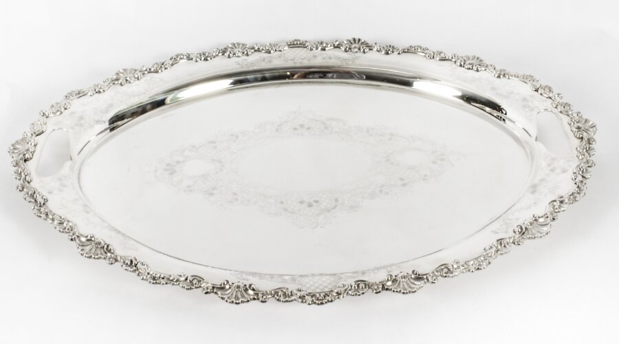 Antique Irish Silver Plated Oval Twin Handled Tray W. Gibson 1870 | Ref. no. X0079 | Regent Antiques