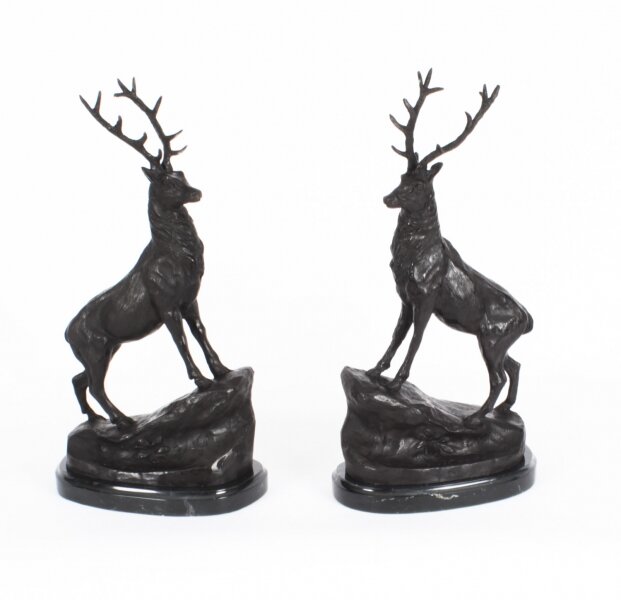 Vintage 17inch Pair of Bronze Stags Deer  20th C | Ref. no. X0123 | Regent Antiques