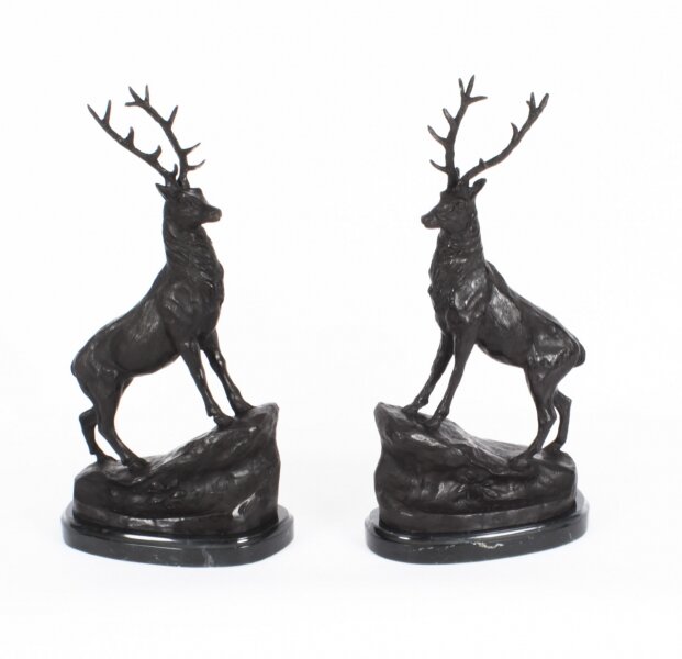 Vintage 17inch Pair of Bronze Stags Deer 20th C Vintage 17inch Pair of Bronze Stags Deer 20th C | Ref. no. X0123 | Regent Antiques