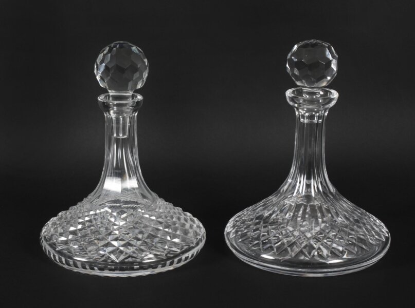 Vintage Pair cut glass ship\