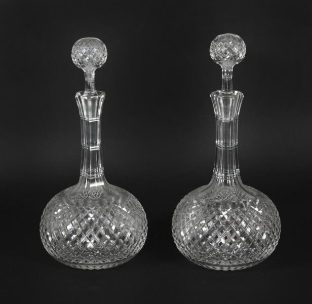 Antique Pair Etched Glass Decanters and Stoppers 19th Century | Ref. no. X0128 | Regent Antiques