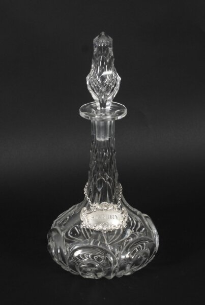 Antique Cut Glass Ship\'s Sherry Decanter with Silver Label Circa 1920 | Ref. no. X0131 | Regent Antiques