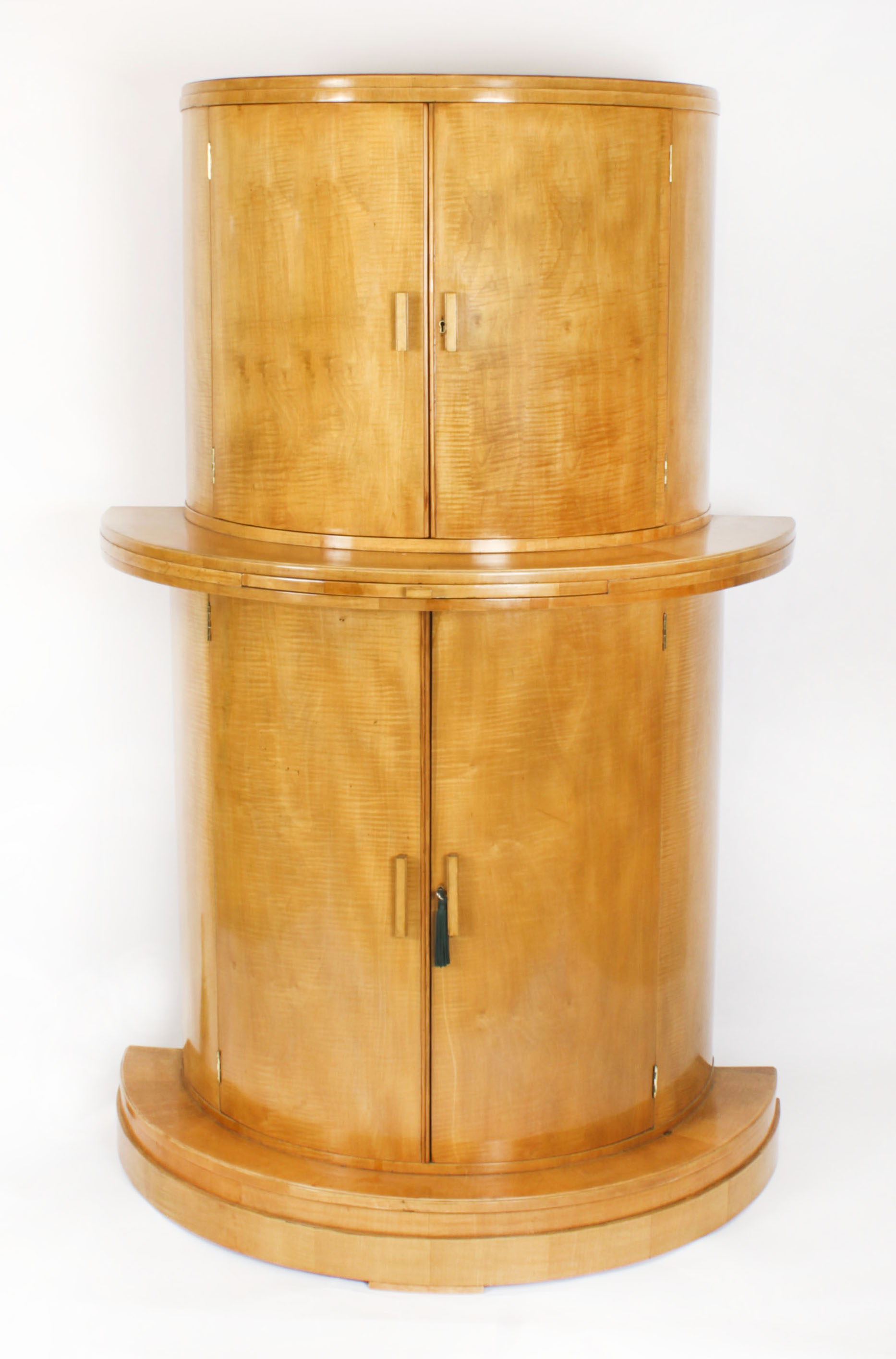 Antique Art Deco Satinwood Cocktail Cabinet by Hille Glassware C1920