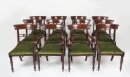 Vintage Set 12 English Regency Revival Bar Back Dining Chairs 20th C
