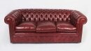 Bespoke Leather Button Backed Chesterfield Sofa Burgundy