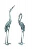 Vintage Pair of Life Size Bronze Cranes with Green Patina Late 20th Century
