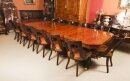 Vintage Brass inlaid Dining Table 20th C & 14 Antique Athenian chairs C1870