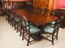 Vintage 12ft Dining Table & 12 Wheat Sheaf Chairs by William Tillman 20th C