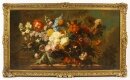 Antique Monumental Oil Painting Bouquet of Flowers 19th C 157cm 5ft wide