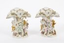 Vintage Pair of Delightful Dresden Style Porcelain Spill Vases 20th Century