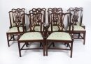 Antique Set of 10 Chippendale Revival Dining Chairs 19th Century