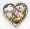 Antique Continental Silver & Enamel Heart Pill Box 20th C