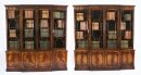 Vintage Pair Flame Mahogany Breakfront Bookcases 20th Century