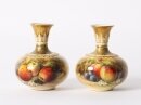 Antique Pair Miniature Royal Worcester Porcelain Vases William Ricketts 1925